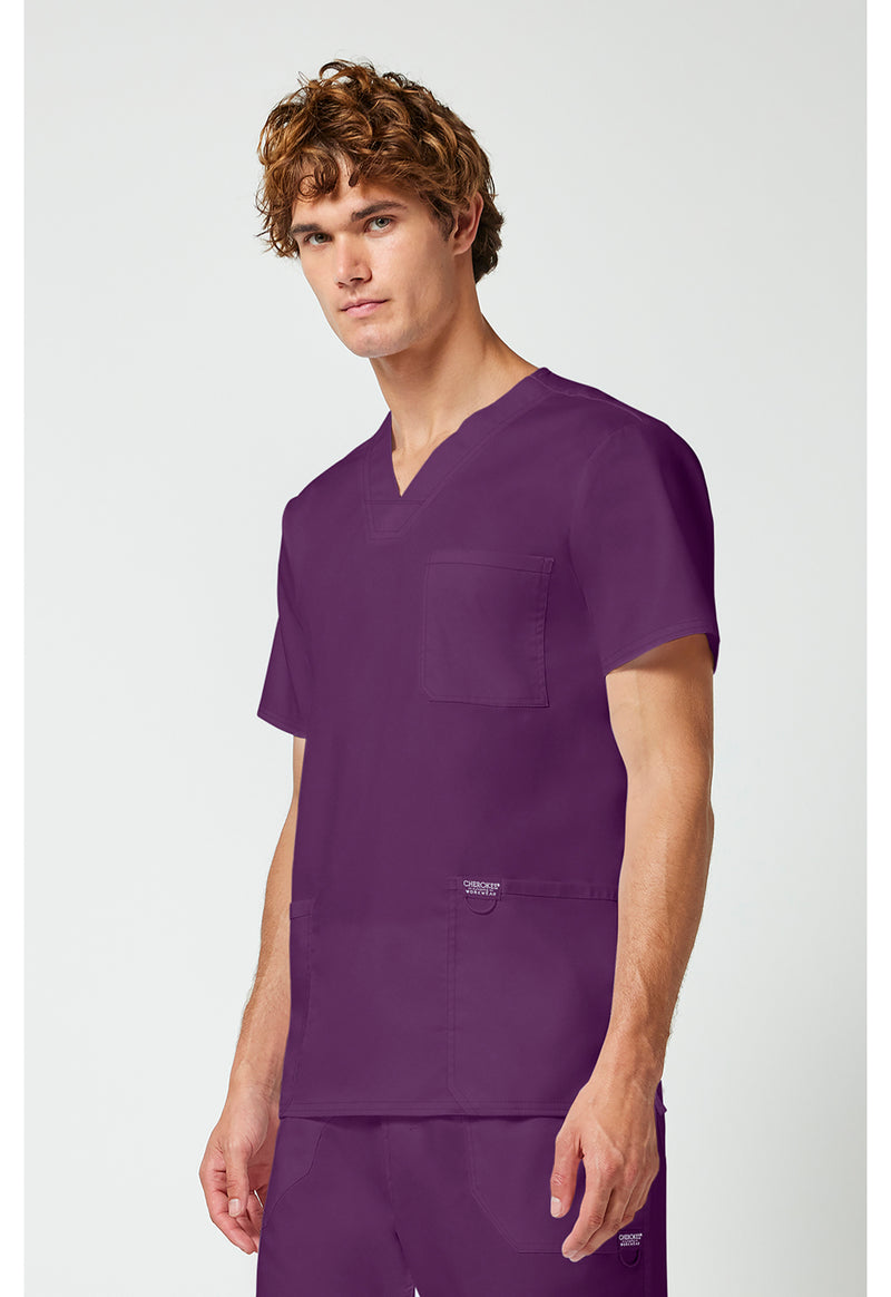 Eggplant - Cherokee Cherokee WW Revolution Men's Scrub Top - Left Side View
