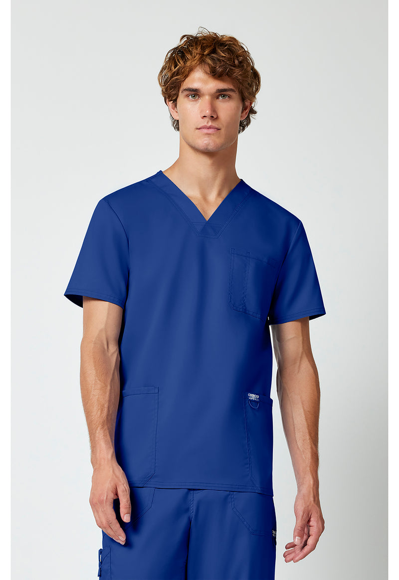 Galaxy Blue - Cherokee WW Revolution Men's Scrub Top - Front View