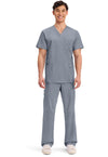 Grey - Cherokee Cherokee WW Revolution Men's Scrub Top - Detail 1 View
