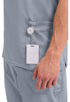 Grey - Cherokee Cherokee WW Revolution Men's Scrub Top - Detail 3 View