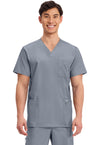 Grey - Cherokee WW Revolution Men's Scrub Top - Front View