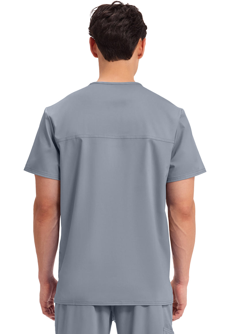 Grey - Cherokee WW Revolution Men's Scrub Top - Back View