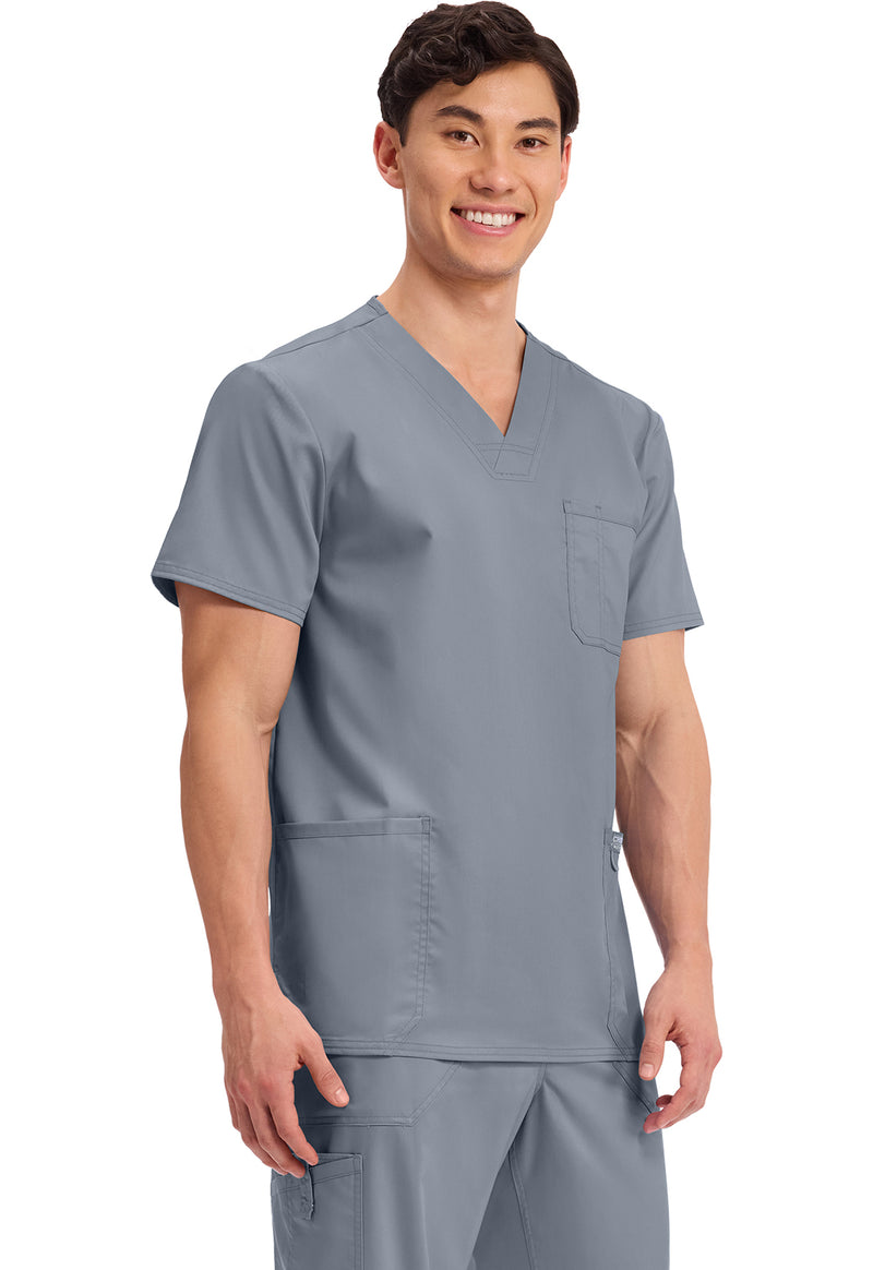 Grey - Cherokee Cherokee WW Revolution Men's Scrub Top - Right Side View