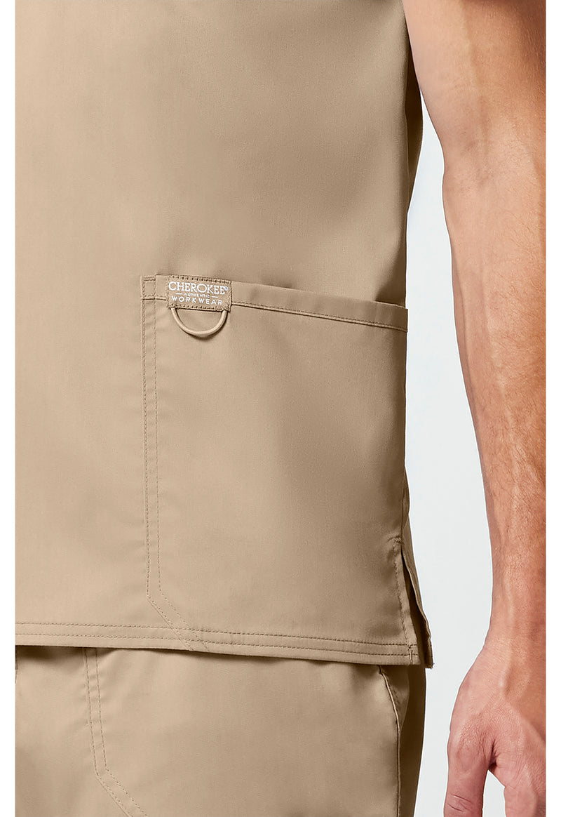 Khaki - Cherokee Cherokee WW Revolution Men's Scrub Top - Detail 4 View