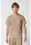 Khaki - Cherokee WW Revolution Men's Scrub Top - Front View
