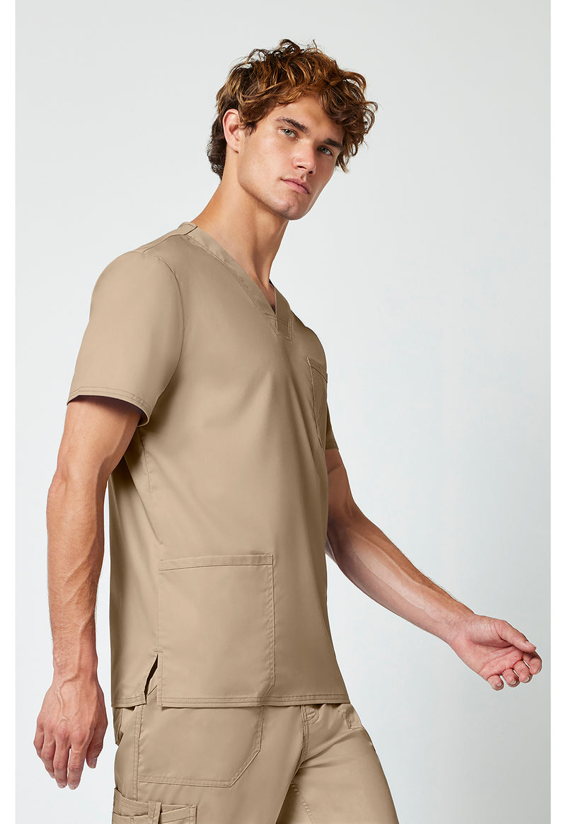 Khaki - Cherokee Cherokee WW Revolution Men's Scrub Top - Right Side View