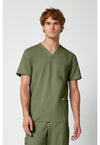 Olive - Cherokee WW Revolution Men's Scrub Top - Front View