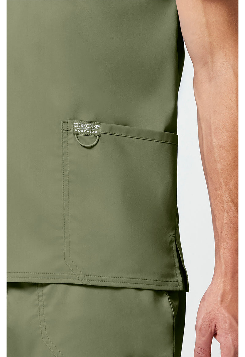 Olive - Cherokee Cherokee WW Revolution Men's Scrub Top - Detail 4 View