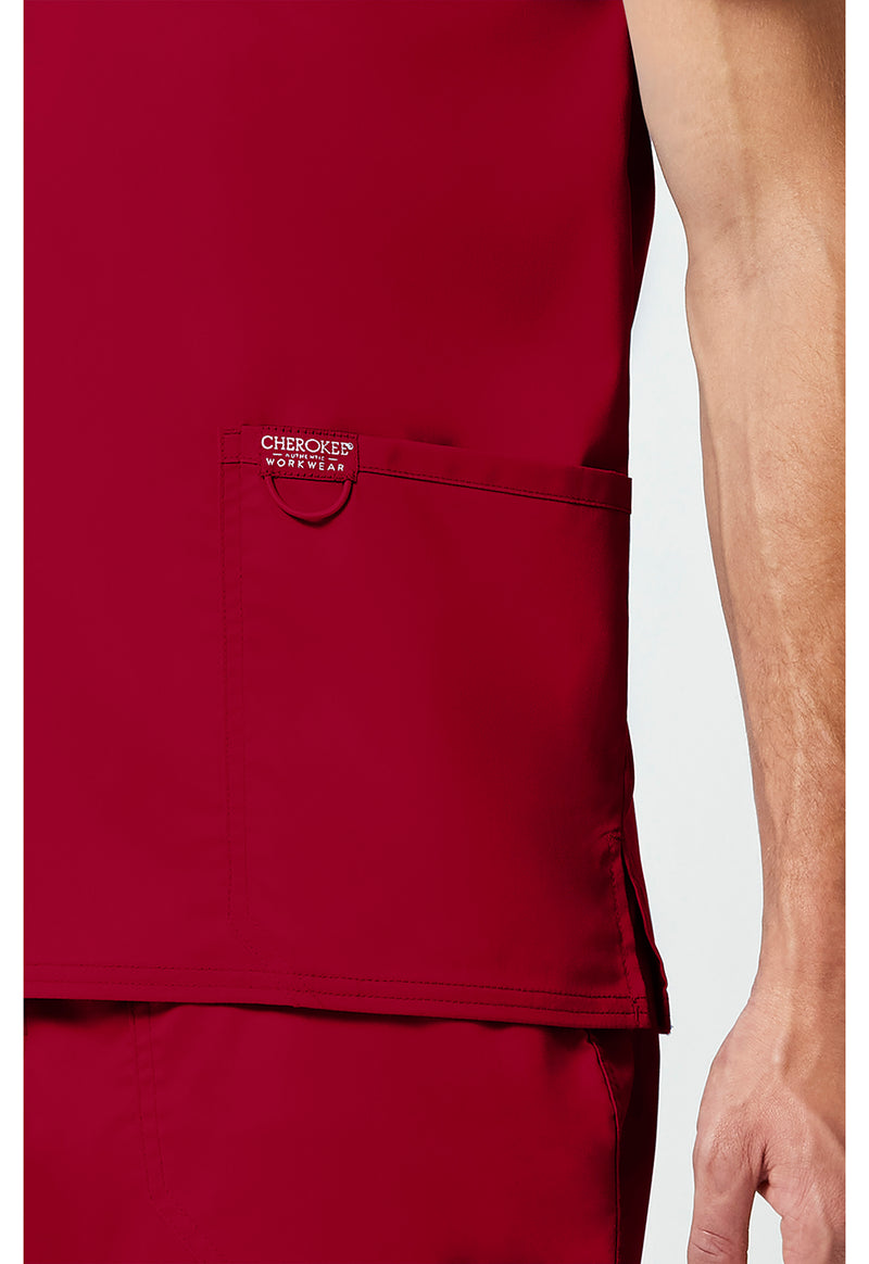 Red - Cherokee Cherokee WW Revolution Men's Scrub Top - Detail 4 View
