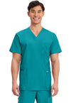 Teal Blue - Cherokee WW Revolution Men's Scrub Top - Front View