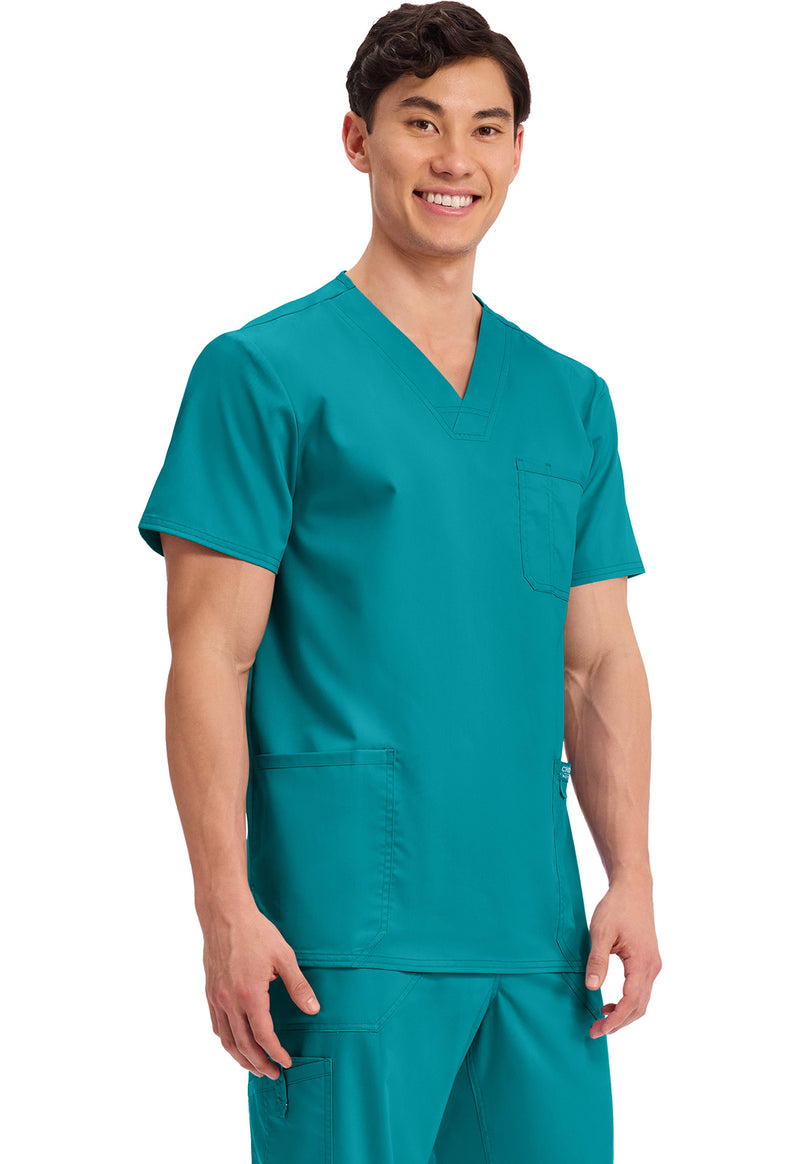 Teal Blue - Cherokee Cherokee WW Revolution Men's Scrub Top - Right Side View