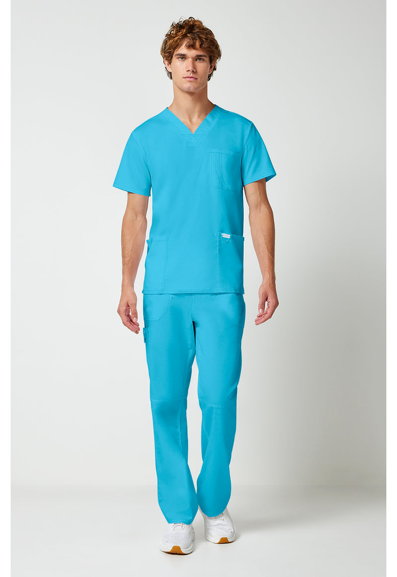 Turquoise - Cherokee Cherokee WW Revolution Men's Scrub Top - Detail 1 View