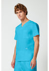 Turquoise - Cherokee Cherokee WW Revolution Men's Scrub Top - Left Side View