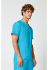 Turquoise - Cherokee Cherokee WW Revolution Men's Scrub Top - Right Side View