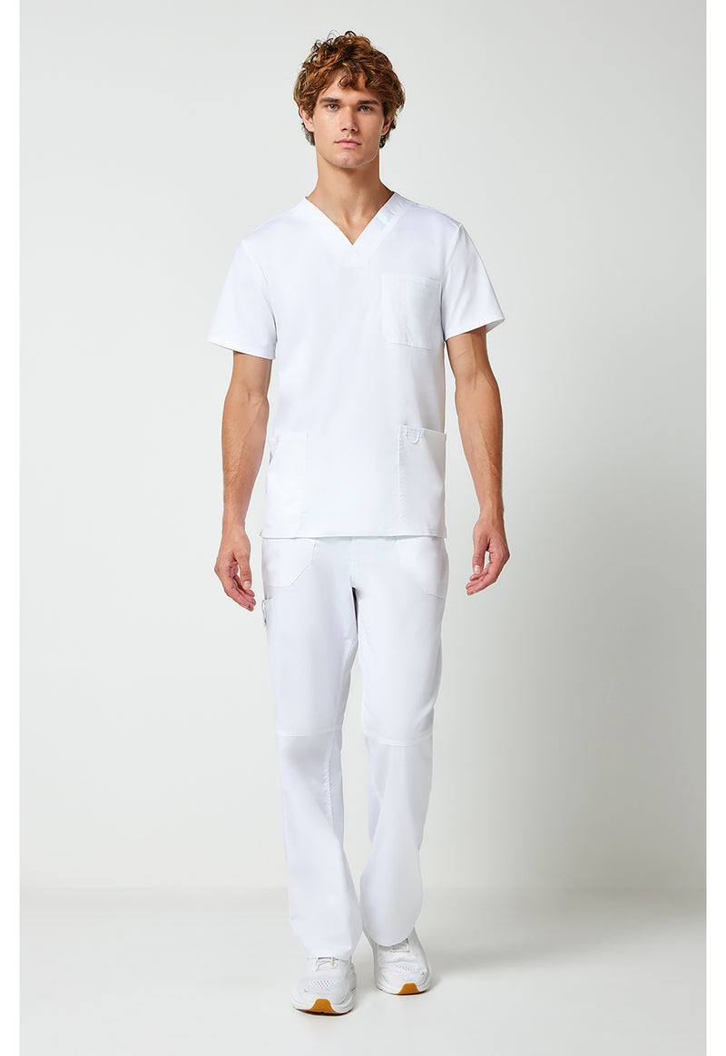 White - Cherokee Cherokee WW Revolution Men's Scrub Top - Detail 1 View