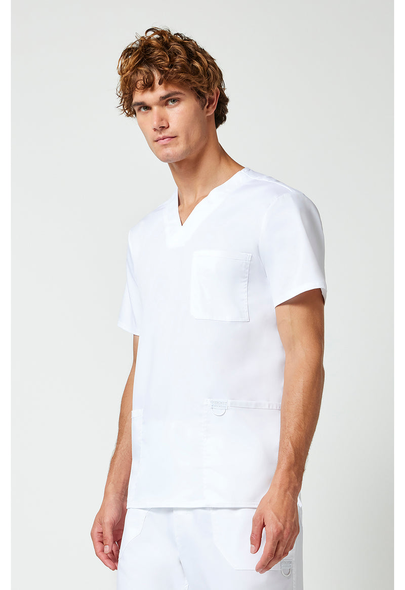 White - Cherokee Cherokee WW Revolution Men's Scrub Top - Left Side View