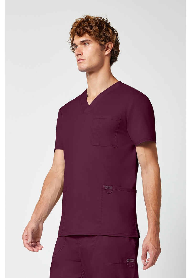 Wine - Cherokee Cherokee WW Revolution Men's Scrub Top - Left Side View