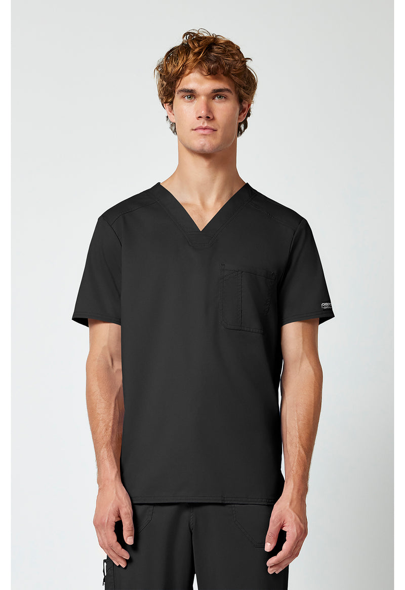 Black - Cherokee WW Revolution Men's Scrub Top - Front View