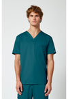 Caribbean Blue - Cherokee WW Revolution Men's Scrub Top - Front View