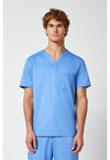 Ciel Blue - Cherokee WW Revolution Men's Scrub Top - Front View
