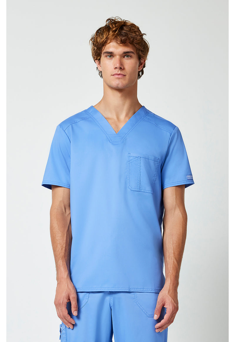 Ciel Blue - Cherokee WW Revolution Men's Scrub Top - Front View