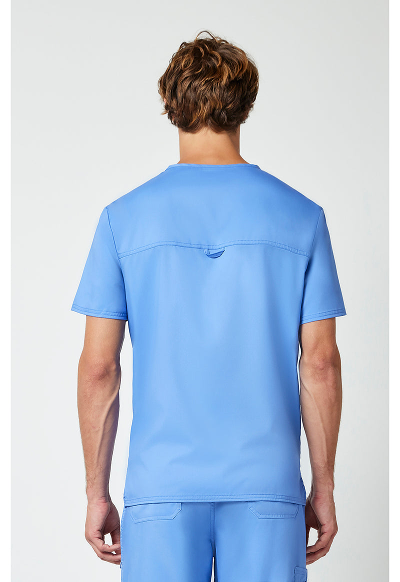 Ciel Blue - Cherokee WW Revolution Men's Scrub Top - Back View