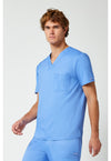 Ciel Blue - Cherokee Cherokee WW Revolution Men's Scrub Top - Left Side View