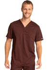 Espresso - Cherokee WW Revolution Men's Scrub Top - Front View