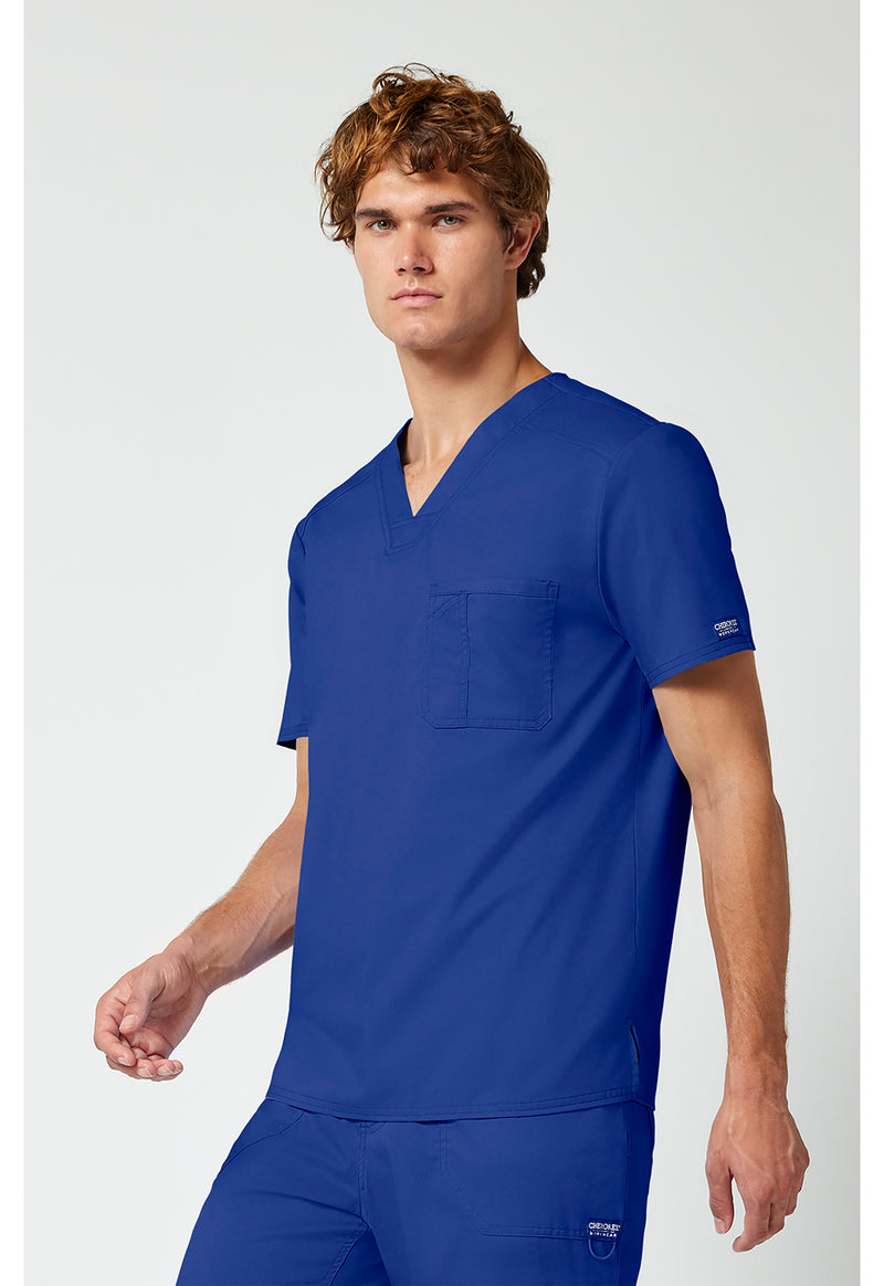 Galaxy Blue - Cherokee Cherokee WW Revolution Men's Scrub Top - Left Side View