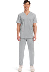 Grey - Cherokee Cherokee WW Revolution Men's Scrub Top - Detail 1 View