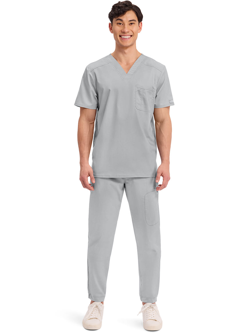 Grey - Cherokee Cherokee WW Revolution Men's Scrub Top - Detail 1 View