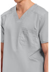 Grey - Cherokee Cherokee WW Revolution Men's Scrub Top - Detail 2 View