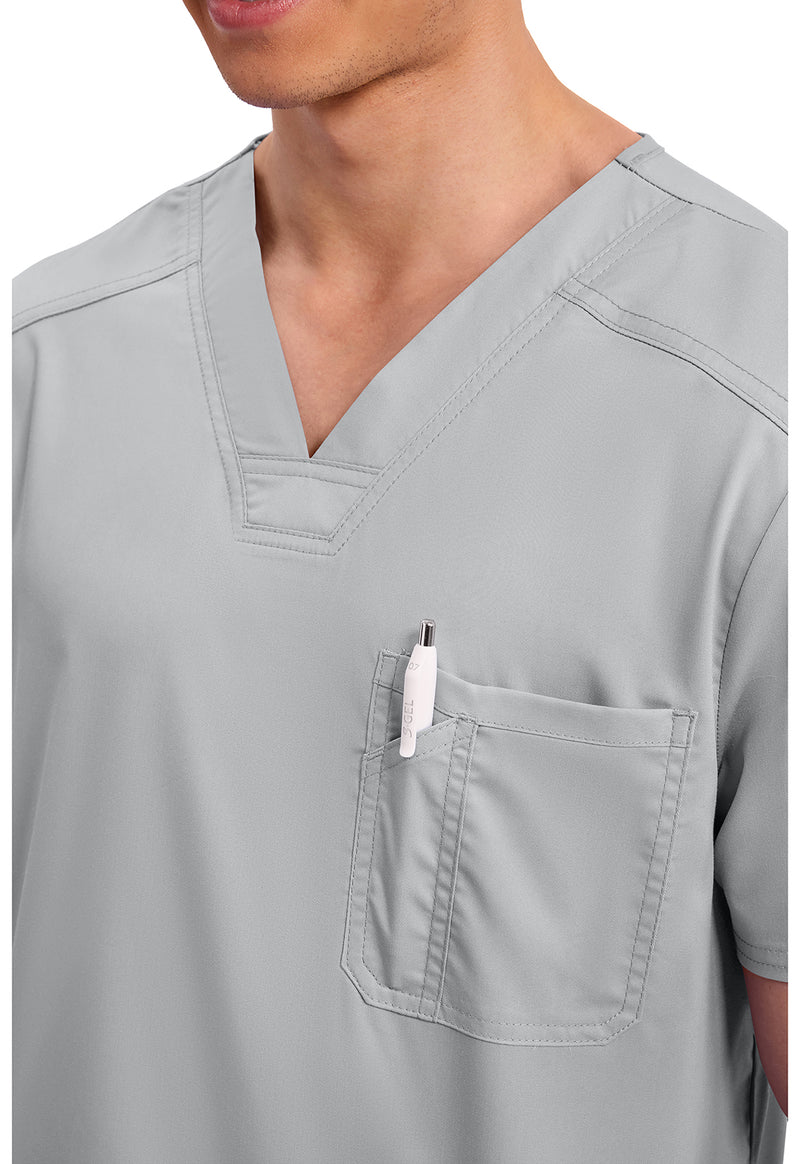 Grey - Cherokee Cherokee WW Revolution Men's Scrub Top - Detail 4 View