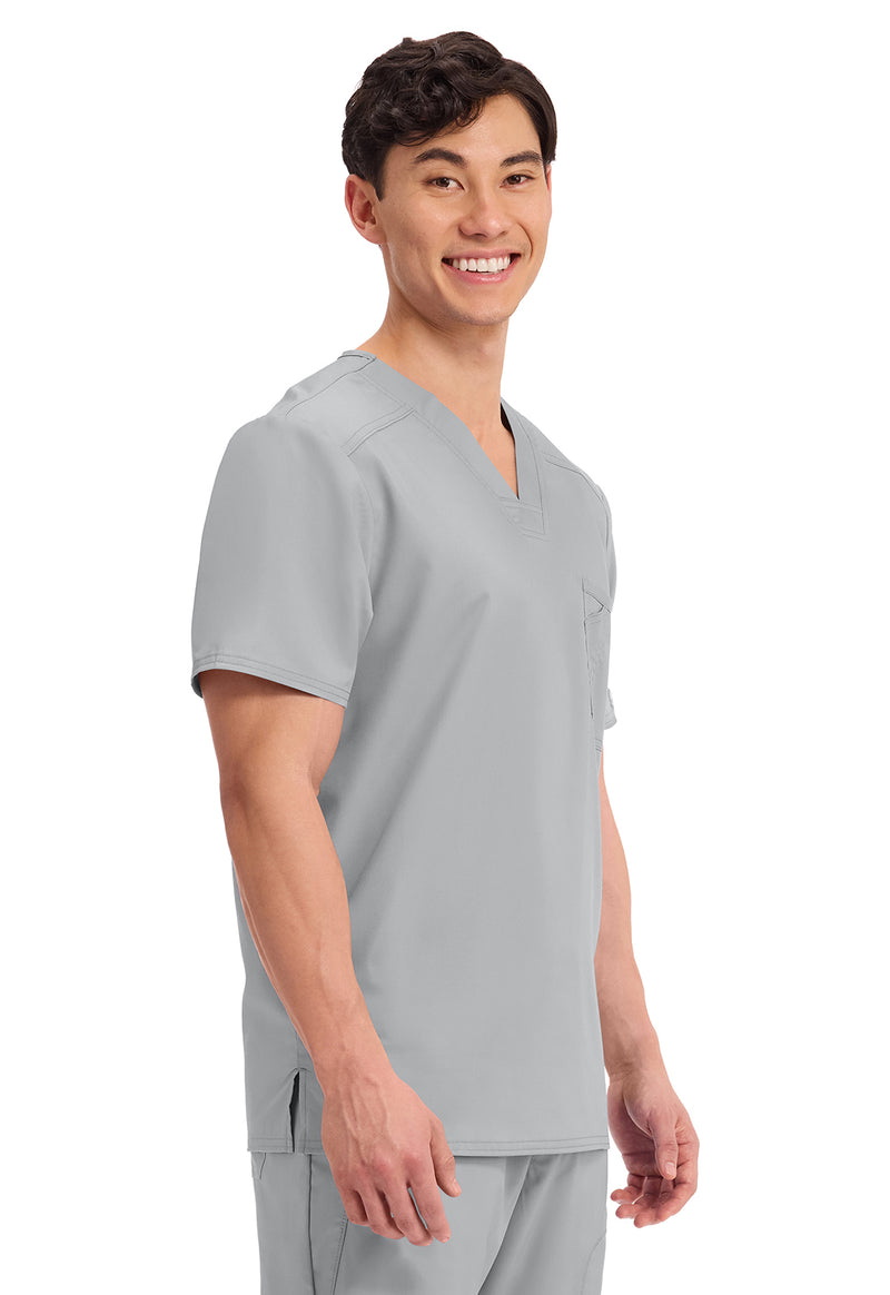 Grey - Cherokee Cherokee WW Revolution Men's Scrub Top - Right Side View