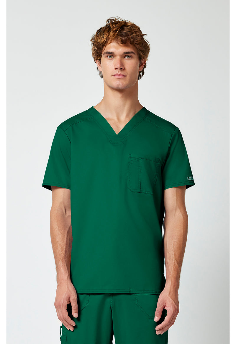 Hunter Green - Cherokee WW Revolution Men's Scrub Top - Front View