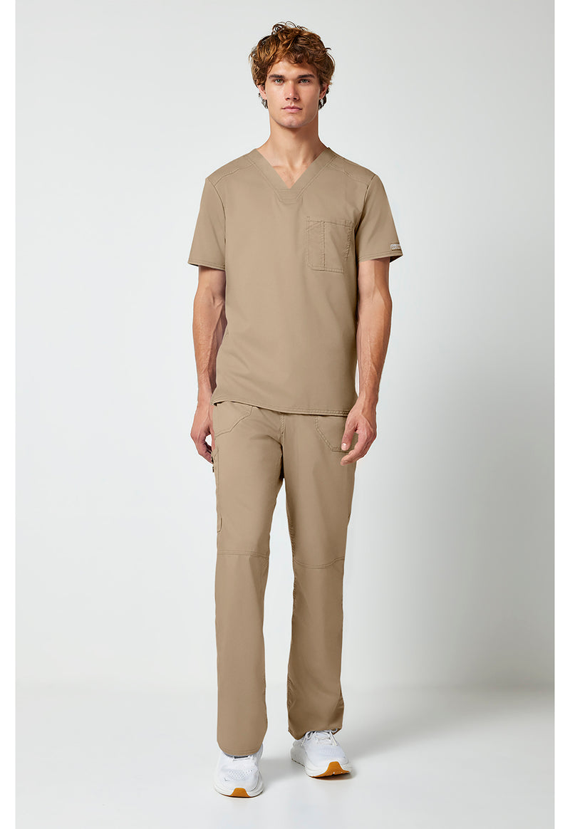 Khaki - Cherokee Cherokee WW Revolution Men's Scrub Top - Detail 1 View