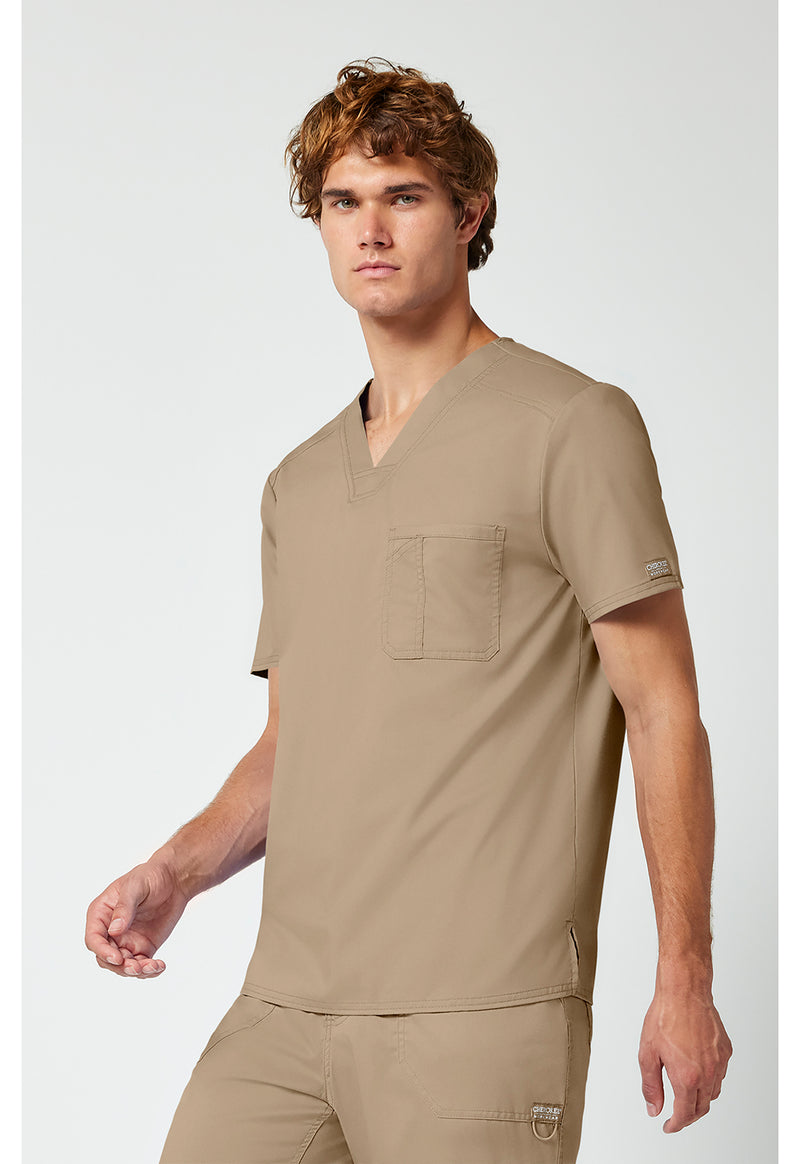 Khaki - Cherokee Cherokee WW Revolution Men's Scrub Top - Left Side View