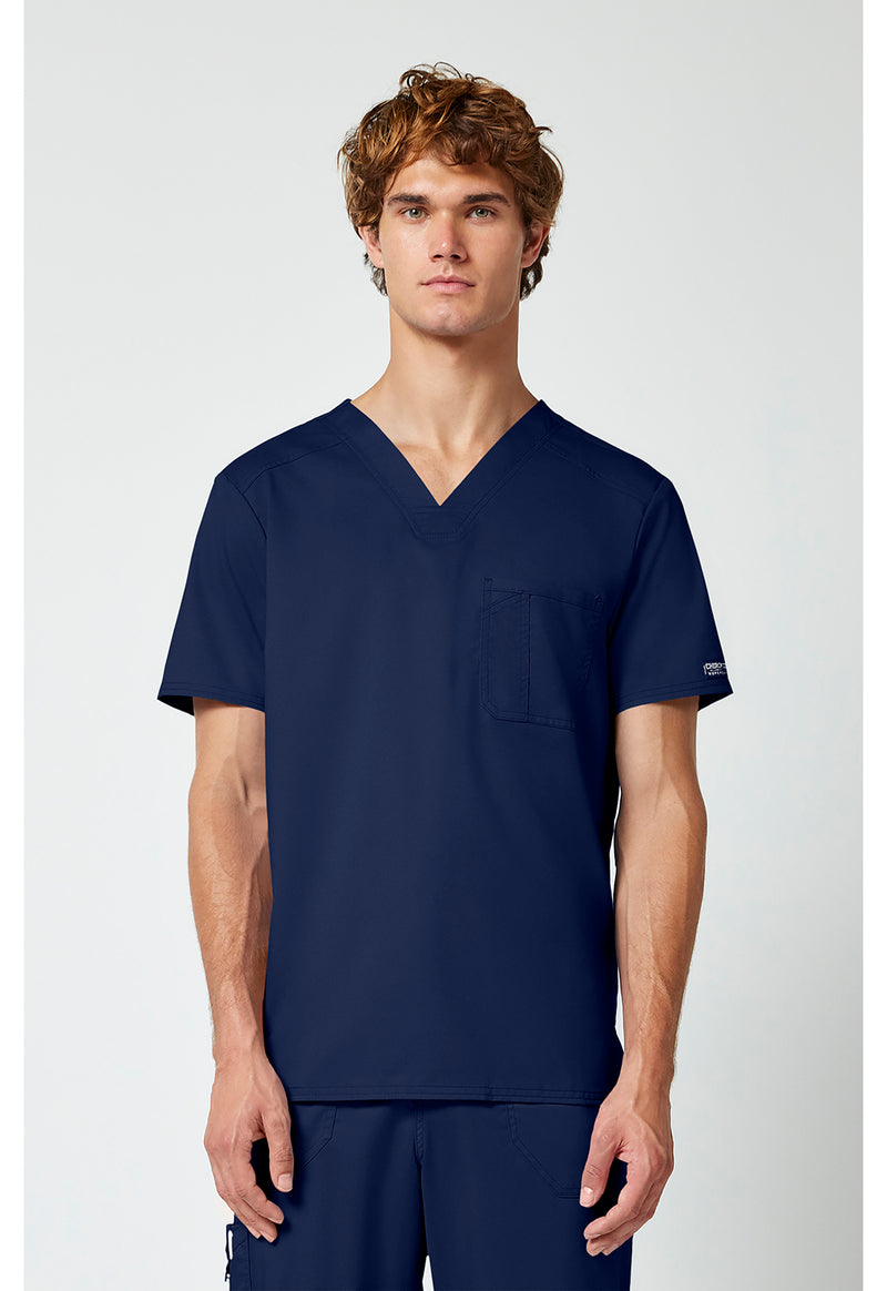 Navy - Cherokee WW Revolution Men's Scrub Top - Front View