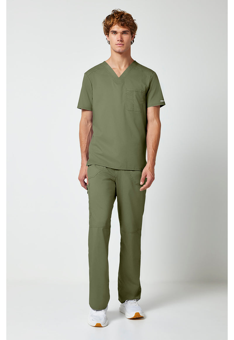 Olive - Cherokee Cherokee WW Revolution Men's Scrub Top - Detail 1 View