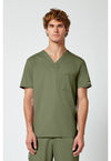 Olive - Cherokee WW Revolution Men's Scrub Top - Front View