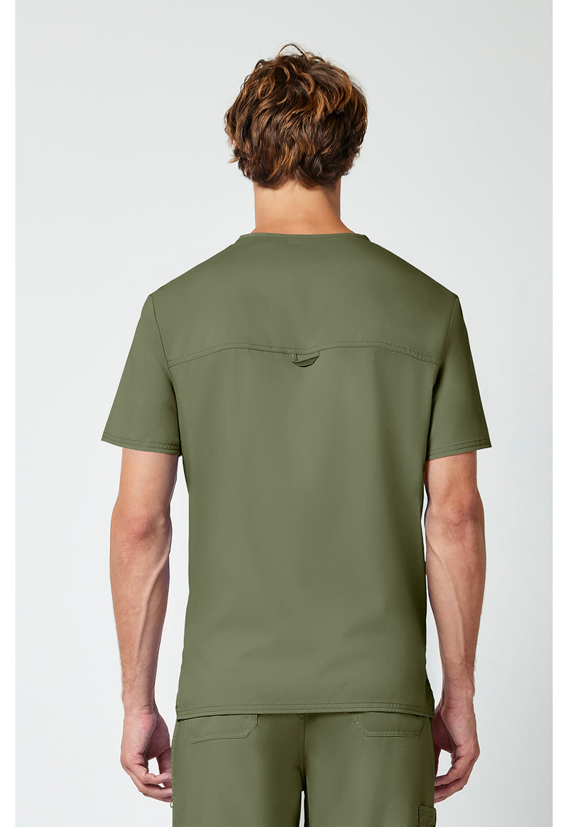 Olive - Cherokee WW Revolution Men's Scrub Top - Back View