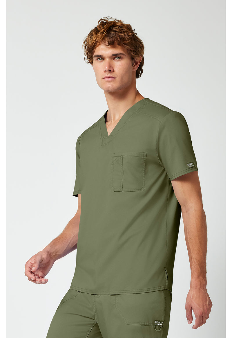 Olive - Cherokee Cherokee WW Revolution Men's Scrub Top - Left Side View