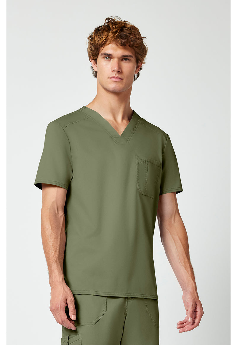Olive - Cherokee Cherokee WW Revolution Men's Scrub Top - Right Side View