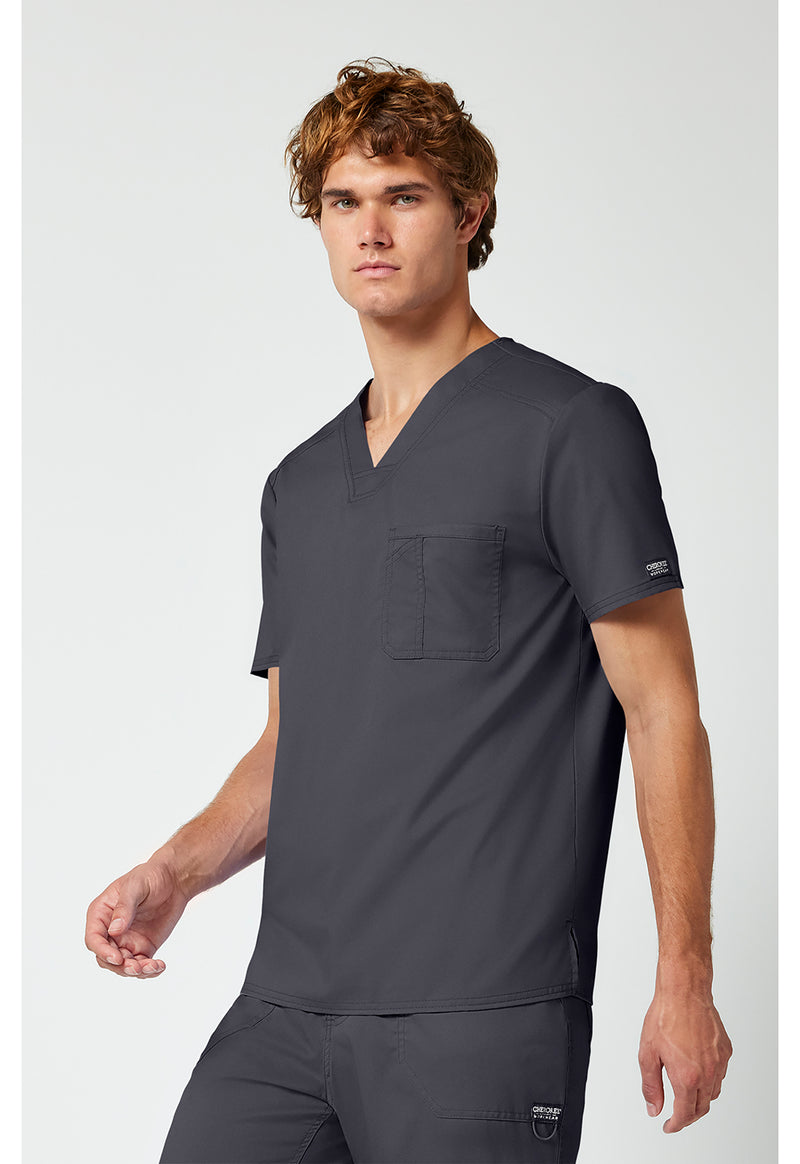 Pewter - Cherokee Cherokee WW Revolution Men's Scrub Top - Left Side View