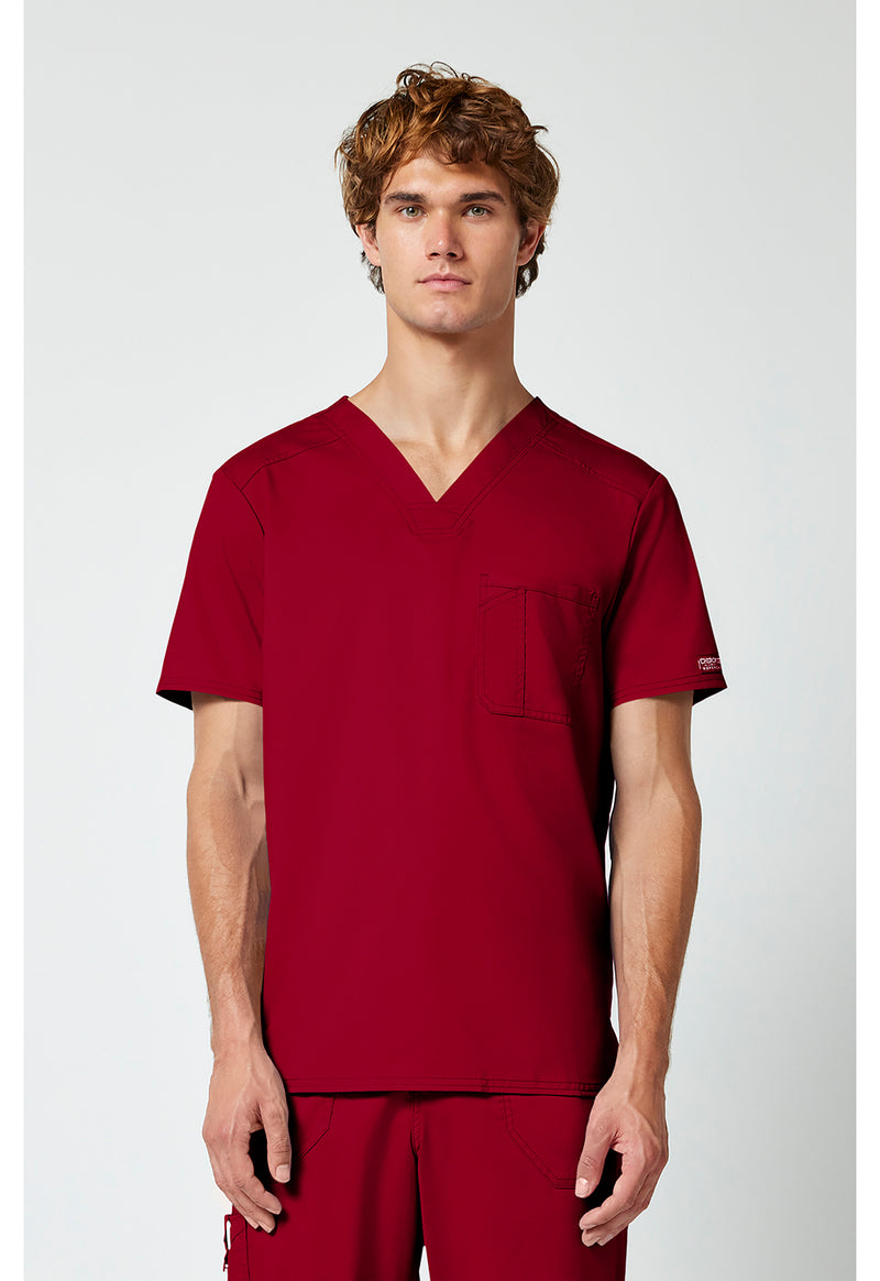 Red - Cherokee WW Revolution Men's Scrub Top - Front View