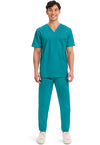 Teal Blue - Cherokee Cherokee WW Revolution Men's Scrub Top - Detail 1 View