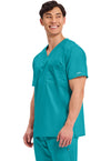 Teal Blue - Cherokee Cherokee WW Revolution Men's Scrub Top - Left Side View