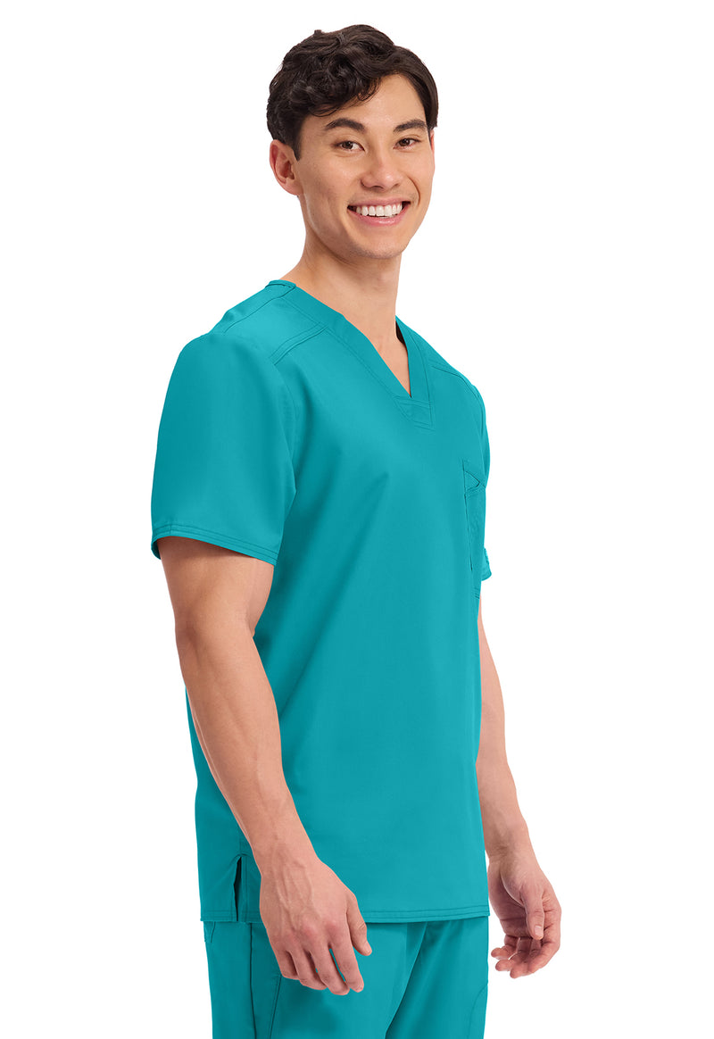 Teal Blue - Cherokee Cherokee WW Revolution Men's Scrub Top - Right Side View