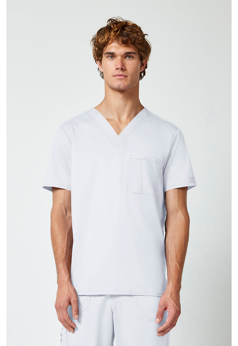White - Cherokee WW Revolution Men's Scrub Top - Front View
