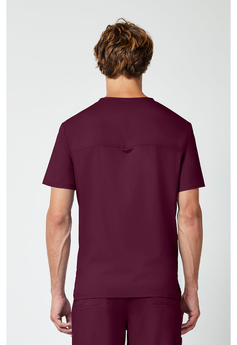 Wine - Cherokee WW Revolution Men's Scrub Top - Back View